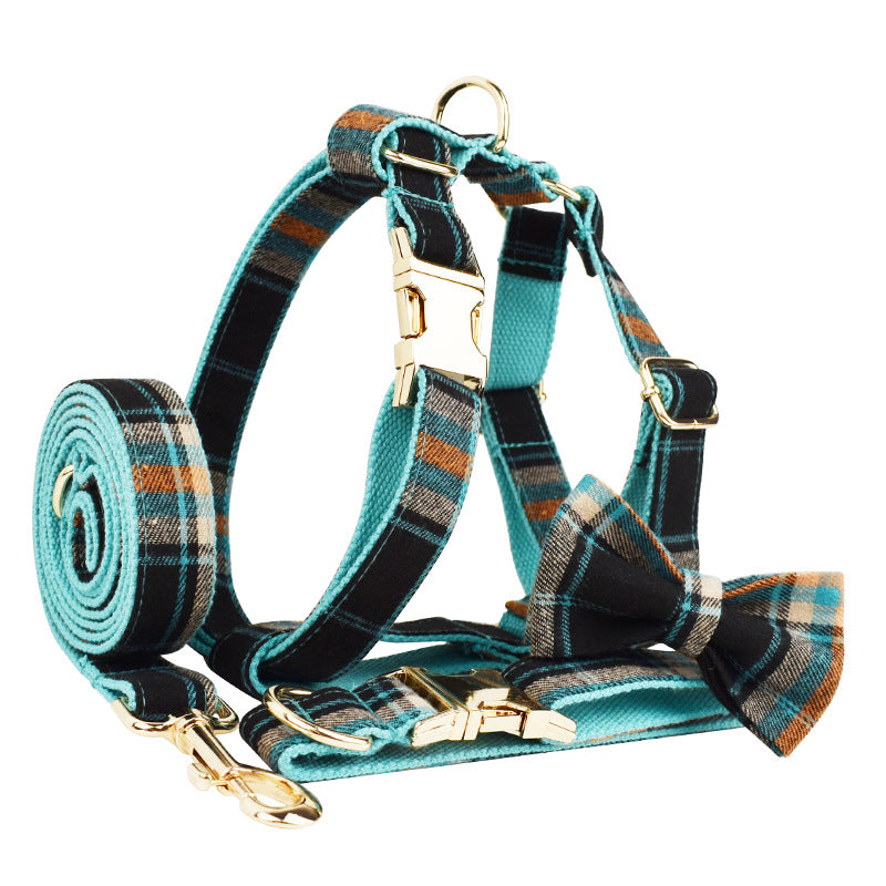 New Green Retro Pet Collar Traction Rope Strap Cute Bow Suit
