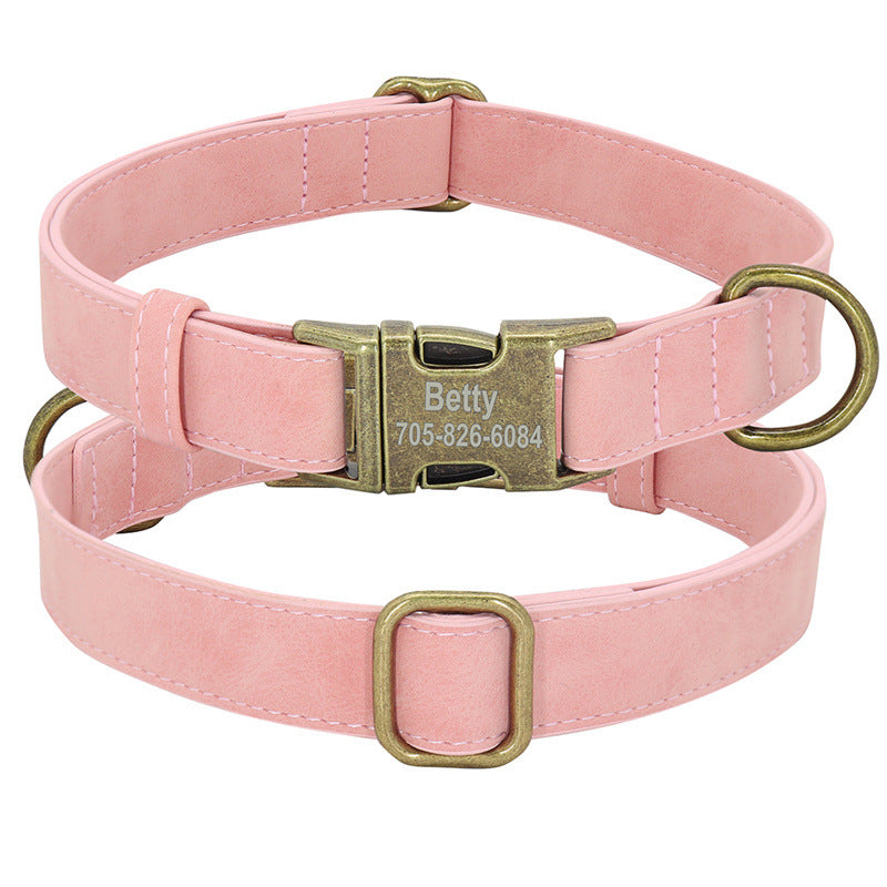 Collar Poly Urethane Leather Small And Medium-sized Dog