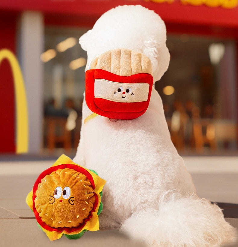 Cartoon Hamburger Chips Design Adjustable Vest Leash Rope For Cats And Dogs Walking Tow Rope With Backpack Escape Proof Vest