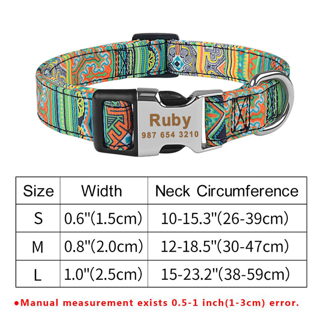 Adjustable Nylon Custom Dog Collar Free Engraved Name ID Tag
